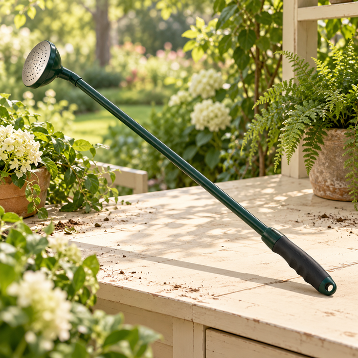 Freshvist watering wand — AI-generated illustration; garden props not included