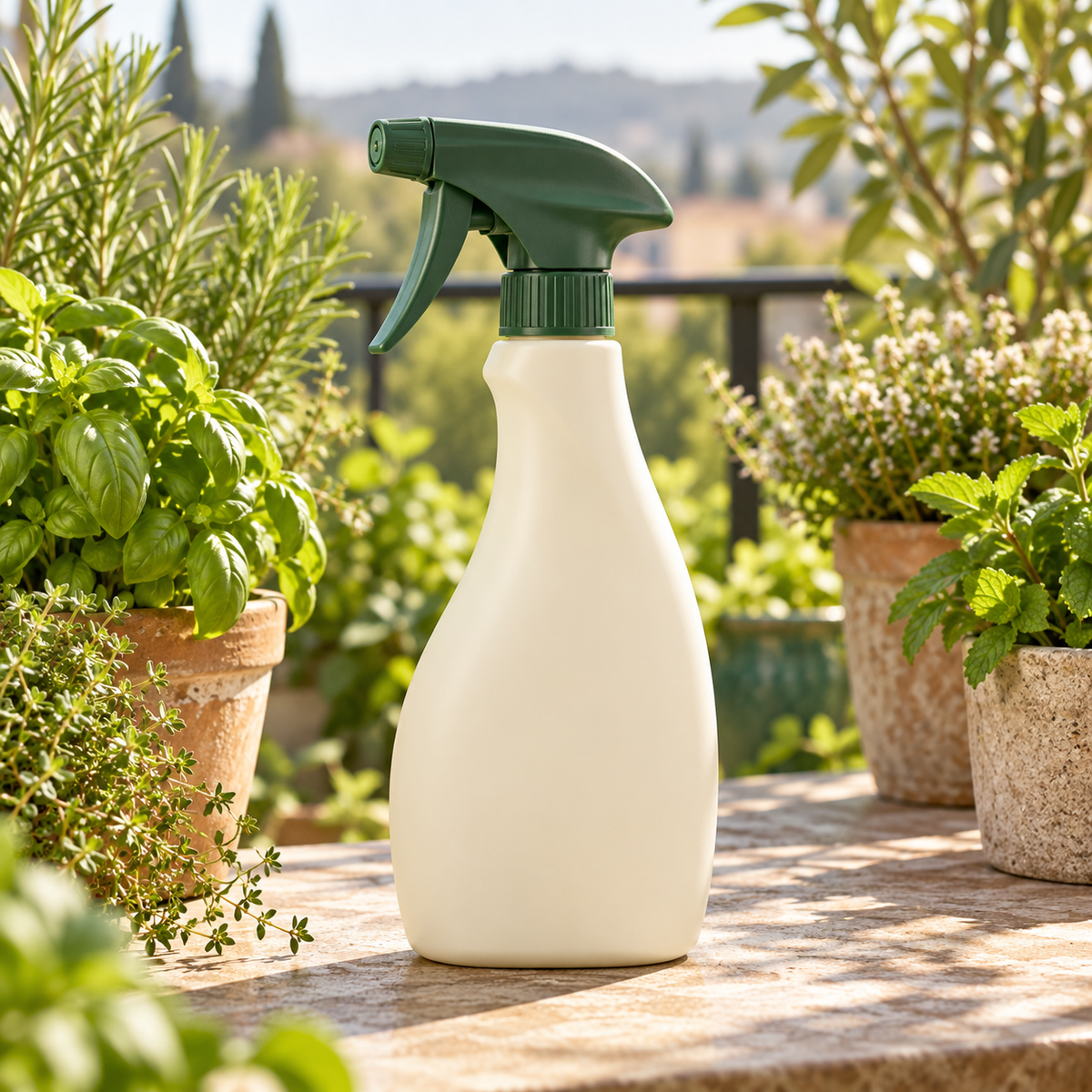 Freshvist trigger sprayer — AI-generated illustrative product image; garden props not included