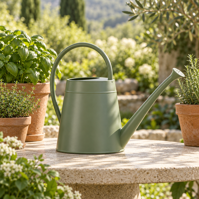 Freshvist watering can — AI-generated illustrative product image; garden props not included